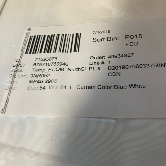 Blue and white indoor/0utdoor curtains sz 54 x 84l nwt preppy set of 3 - Picture 6 of 6